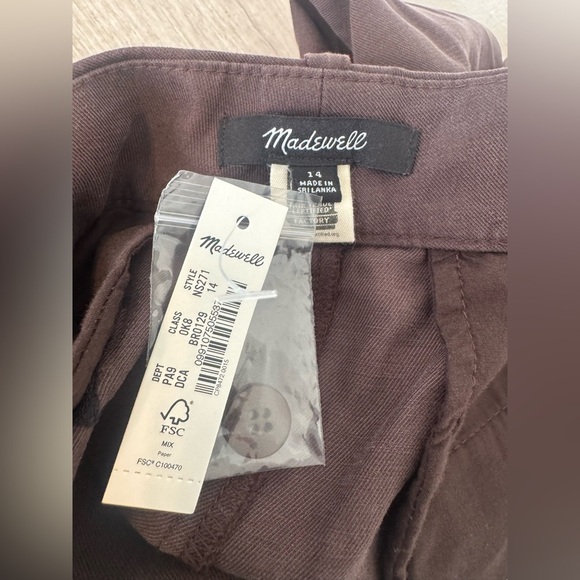 Madewell Slouchy Straight Pants Drapey Twill Brown Mid Rise NWT 2024 Size 14 - Picture 11 of 11